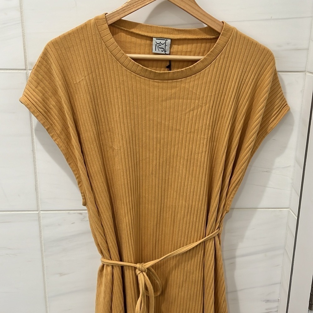 Baserange | Nwt Yellow Shaw Kaftan Sleeveless 100% Cotton Dress - Size Large — image 4 of 8
